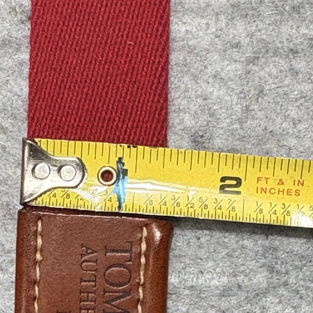 Vintage Tommy Hilfiger Leather Canvas 2-Tone Belt Blue Red USA Mens 32 Surplus